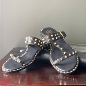 Ash black leather studded sandals